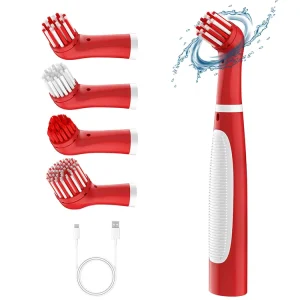 CE IPX6 Customized Color 12000rpm 4 in 1 Multifunction USB Charging Sonic Scrubber Electric Shoe Cleaning Brush for Kitchen