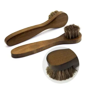 Car Cleaning Brush Hand Tool Beech Horse Hair Cleaning Dust Removal Polishing Suede Shoe Brush Leather Shoe Polish Wood Handle