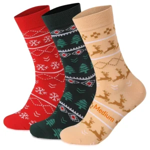 Christmas Elements Knitted Sweat Absorbent Deodorant Plus Size Crew Socks for Men Women Socks