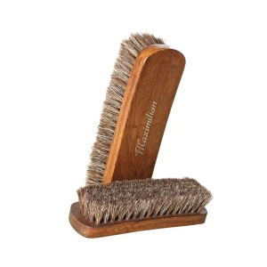 Classic Horsehair Leather Shoe Shine Polishing Brush Curving Wooden Handle Horse Mane Brush for Leather Footwear