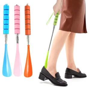 Colorful ABS Lazy Plastic Long Comfortable Handled Telescopic Shoe Horn 30 70CM Adjustable Extendable HA01587
