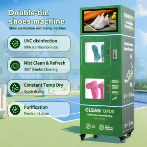 Commercial Double Champer Vapor Cleaning Sneaker Steam UV Shoes Washing Vending Machine Washer Dryer Shoe Brushing Device 220V