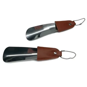 Cowhide Hanging Hole Portable Short Metal Stainless Steel Shoes Small Furniture Shoehorn Travel Shoe Horn MH02LH