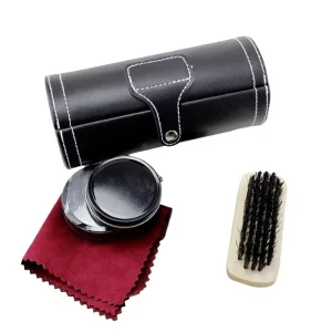 Cream Case Black Color Special Leather Emergency Shoe Beauty Shine Care Repair Cleaning Brush Kit