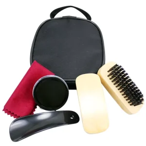 Cream Shoe Shine Shoehorn Suit Brush Set Professional Leather Shoe Care Tools Set Bag Grooming Polish Set