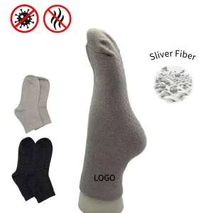 Crew Socks With Logo Cotton Silver Ion Deodorant Black for Business Use