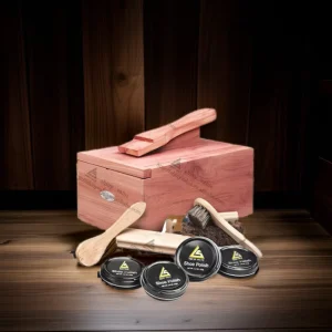 Custom Design Logo Available Cedar Wood Box for Shoe Care Products