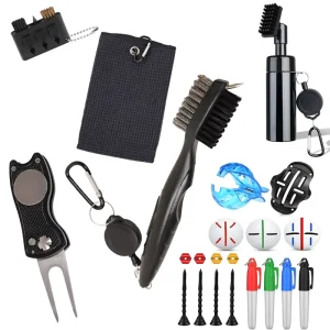 Custom Golf Club Cleaning Gift Set Plastic Tools Including Towel Brush Ball Marker Divot Tool Tee Holder