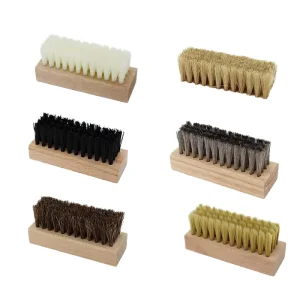 Custom Logo Beechwood Shoe Brush with Horse Hair Boot Leather Cleaning Shinning Dust Removal Function Wooden Handle