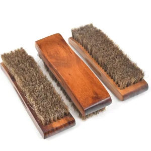 Custom Logo Leather Cleaning Polish Shoe Brush 100% Horsehair Wooden Shoe Brush