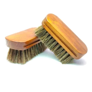 Custom Logo Luxury Horse Hair Shoe Shine Polish Brush Professional Leather Care Cleaning Brush for Shoes Boot