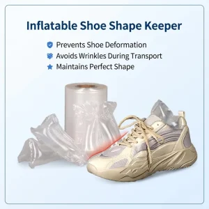 Custom Logo Printing Inflatable Protective Film Shoe Tree Air Filler Shoe Stretcher Nylon PE Clear Boot Shaper