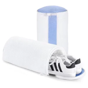 Custom Logo Reusable White Polyester Shoe Bag with Thickening Zipper Durable and Machine Washable for Laundry Cleaning
