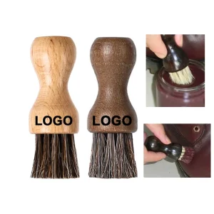 Custom Logo Shoe Brushes Eco Friendly Wooden Handle Pig Hair Boot Horsehair Oil Polishing Waxing Shining Dust Removal Brush