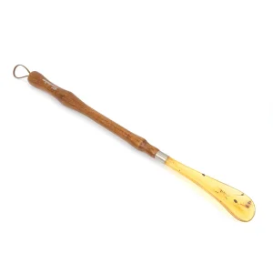 Custom Logo Shoehorn Shoe Helper Long Wooden Handle Plastic Shoe Horn for Men and Women