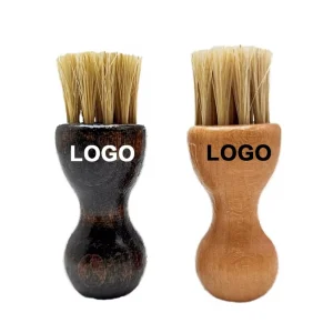 Custom Logo Sisal Handheld Wood Handle Shoe Brush Footwear Polish Paste Brush Shoe Shine Applicator Cleaning Polishing Brush