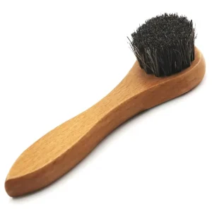 Custom Logo Soft Bristle Shoe Brush Horsehair Bristle Solid Wooden Handle Shoe Brush for Leather Boots Shoe Shine Brush