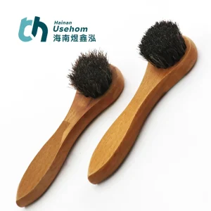 Custom Logo Wooden Handle Horse Hair Shoe Polish Brush Shoe Clean Brush