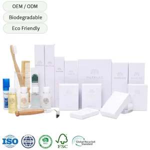 Custom Luxury Disposable Eco Friendly Biodegradable Hotel Room Dry Amenities Toiletries Set Manufacturer