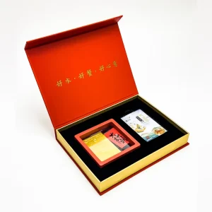 Custom Magnetic Closure Black Red Book Shape Cardboard Care Kit Packaging Gift Paper Box With Foam Insert