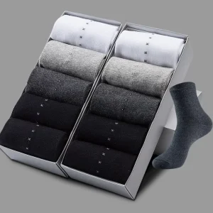 Custom Men Dress Solid Color Tube 5 Pairs Boxed Sweat absorbent Deodorant Business Socks Socks