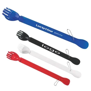 Custom Plastic Back Scratcher With Shoe Horn 2 in 1 Multi functional Long Handled Backscratcher Shoehorn Promotional Gifts