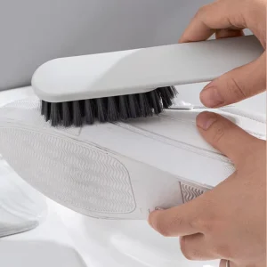 Custom Plastic White Shoe Sneaker Cleaning Brush for Gentle Cleaning Gray Plastic Handle Long Lasting Durable Design