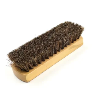 Custom Premium Solid Wood Horse Hair Brush with Soft Genuine Bristles Wooden Handle for Shoes Boots Leather Care