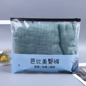 Custom Printing PVC Poly Underwear Clothing Zipper Lock Plastic Bags CPE Frosted Garment Zipper Bag for Underwear