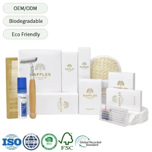 Custom Private Label Eco Friendly Biodegradable Hotel Guest Room Disposable Dry Amenities Toiletries Supplies Set