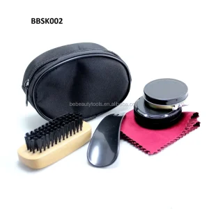 Custom Quality Daily 6pcs Black Compact Shoe Care Polish Travel Shoe Shine Kit BBSK002