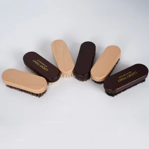 Custom Soft Horsehair Wooden Handle Sneaker Leather Polish Brush Scrub with Soft Bristles Wood Cleaning Brush