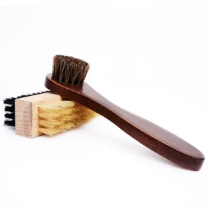 Custom Soft Shoe Brush with Pig Hair Bristles Wood Handle Cleaning Tools