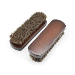 Custom Wooden Horsehair Shoes Shine Brush Soft Horse Hair Bristles Leather Cleaning Brush