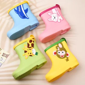 Custom logo Children’s Rain Shoes Middle and Large Children Anti slip Rain Boots Detachable Warm Cotton Cover