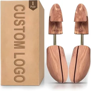Custom logo Design Adjustable Shoe Stretcher Shoe Trees Lasts with Twin Tubes Red Cedar Wooden Shoe Tree for Men