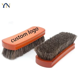 Custom logo Wood Horsehair Shoe Brush Soft Shoe Brush for Shoe Cleaning