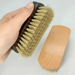 Custom logo Wooden Horsehair Shine Shoes Polish Brushes Leather Shoes Boots Care Clean Daubers Applicators Suede Cleaner Brush