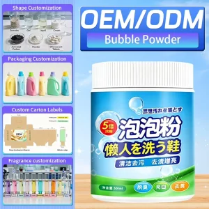 Custom made Eco Friendly White Shoe Cleaning Oxygen removing Whitening Bubble Powder with Cleaning Products