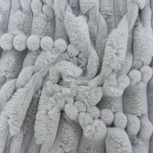 Customizable 100% Polyester Imitation Knitted Sheared Brush Anti Static Faux Rabbit Fur Fabric Bamboo Stripes for Bedding
