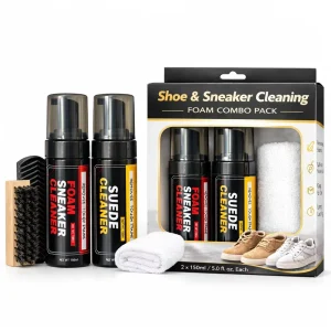 Customizable Logo Portable Environmental Sneaker and Suede Cleaning Kit with Wooden Handle Brush 150ml Foam Cleaner