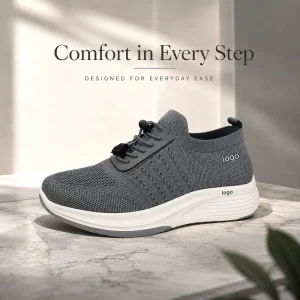 Customization Easy Toggle Quick Lace Design Mens Knit Platform Shoes Cushioned Two Color Outsole All Season Daily Sneakers
