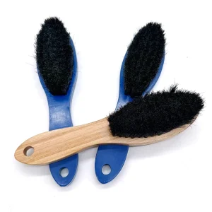 Customized Blue Horse Hair Brush 70% Horse Hair 30% PP Bristles Multifunctional Wooden Handle for Leather Cleaning Shoe Brush