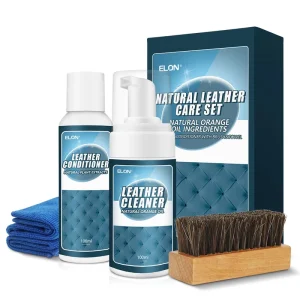 Customized Logo 100+100ml Leather Cleaning Kit Natural Orange Oil Leather Conditioner Brush Towel Foam Leather Cleaner Shoe Care