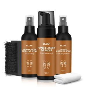 Customized Logo Shoe Care Kit with 150ml Sneaker Foam Cleaner 120ml Water Repellent Shoe Deodorizer Includes Brush