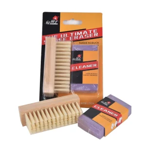 Customized Logo Wooden Handle PP Hair Brush Suede Shoes Care Eraser Kit