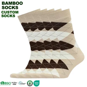 Customized Men’s Deodorant Bamboo Fibers Socks Autumn Breathable Sweat Absorbent Casual Socks Knitted Geometric Crew Socks