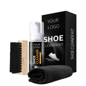 Customized Shoe Cleaner Kit with Natural Sneaker Foam Bottle Soft Brush and Microfiber Cleaning Cloth