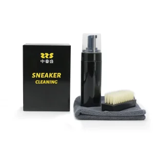 Customized Shoe Wipe Cleaning Kit Sneaker Foam Cleaner with Wood Shoe Brush Microfiber Towel