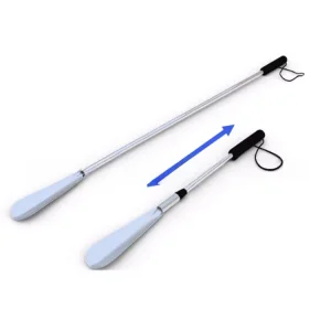Daily Care Long Reach Stainless Steel Spring Shoe Horn Retractable Shoe Lift & Easy On Helper for Seniors Pregnant Women